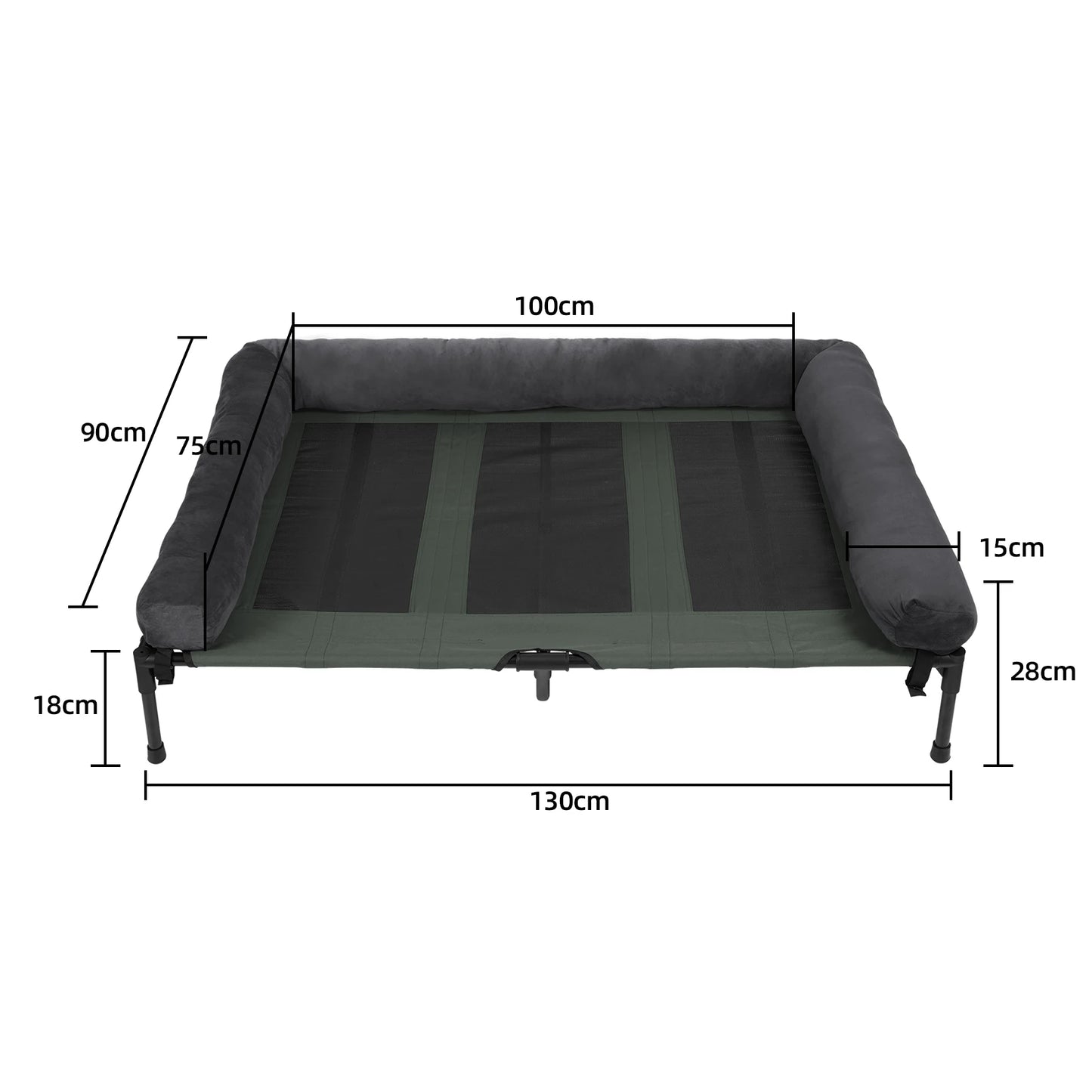 BINGOPAW Elevated Dog Bed Indoor Outdoor Lounger With Detachable Bolster