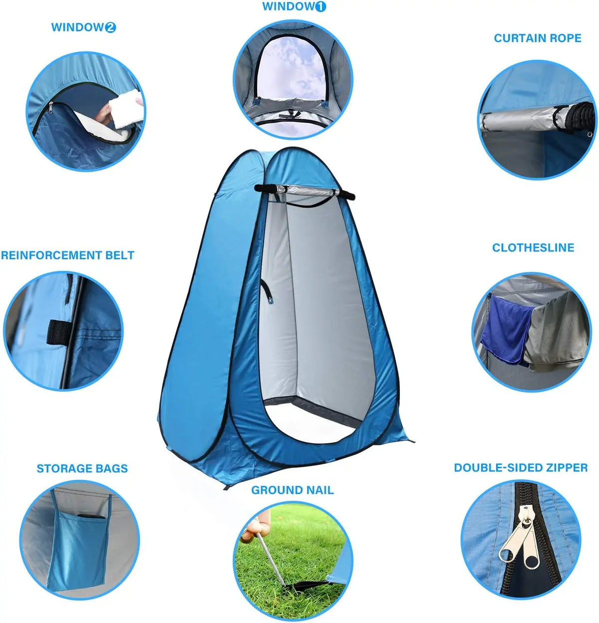 Pop Up Privacy Shower Tent For Two Users Portable Shelter