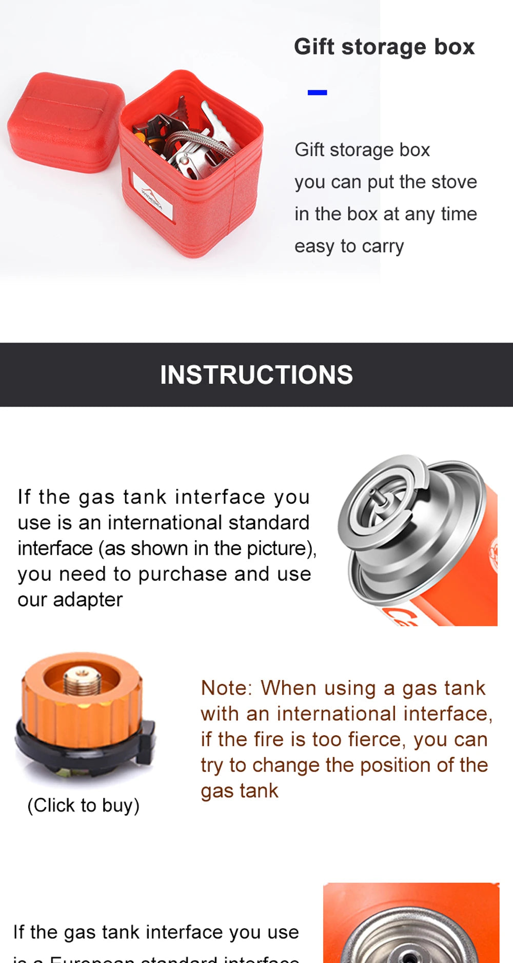 Widesea Portable Camping Gas Stove Stainless Steel Outdoor Burner