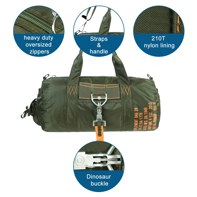 LQARMY Tactical Parachute Duffle Bag 1000D Nylon Outdoor Travel Gear