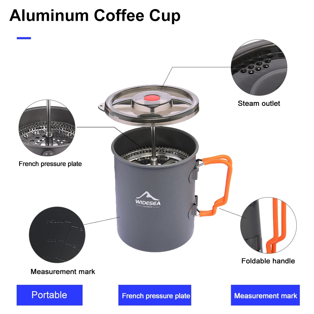 Widesea Camping Coffee Pot With French Press For Hiking Trekking