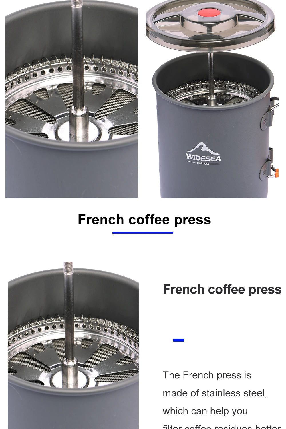 Widesea Camping Coffee Pot With French Press For Hiking Trekking