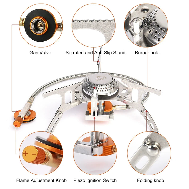 Widesea Portable Camping Gas Stove Stainless Steel Outdoor Burner