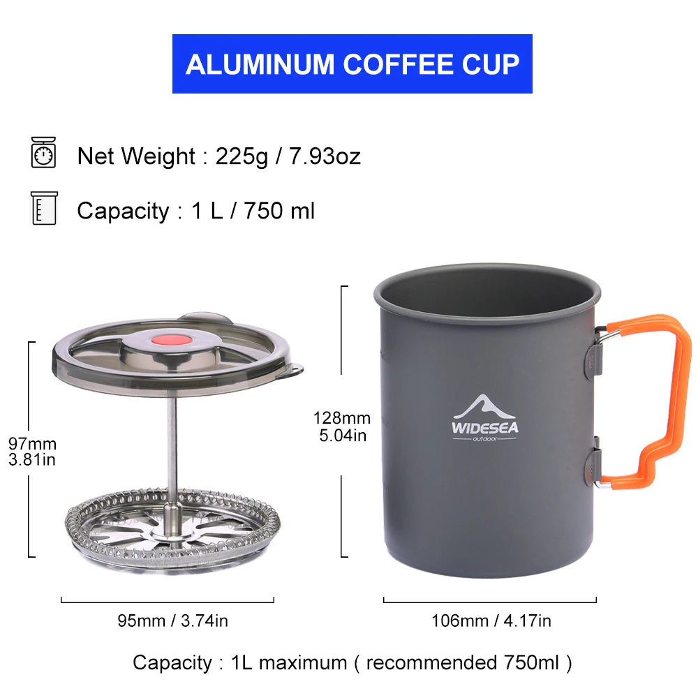 Widesea Camping Coffee Pot With French Press For Hiking Trekking