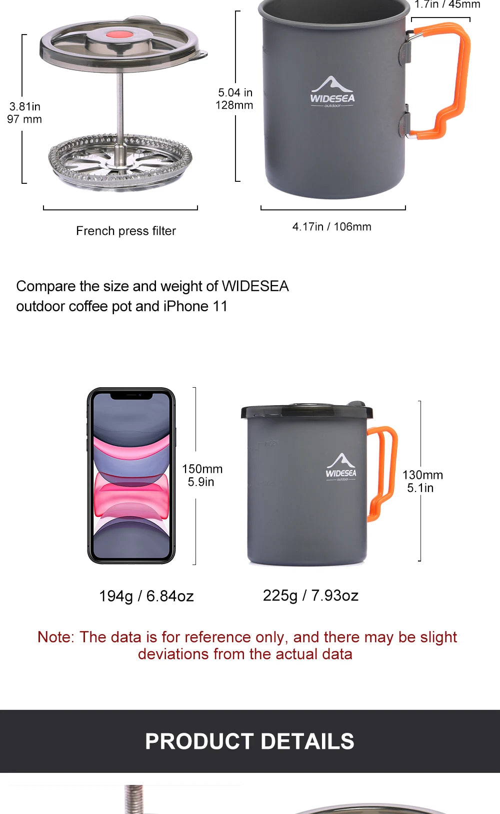 Widesea Camping Coffee Pot With French Press For Hiking Trekking