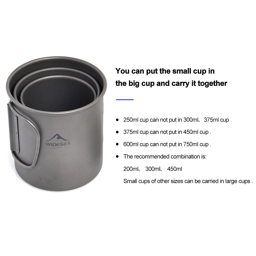 Widesea Titanium Camping Mug for Outdoor Travel and Hiking