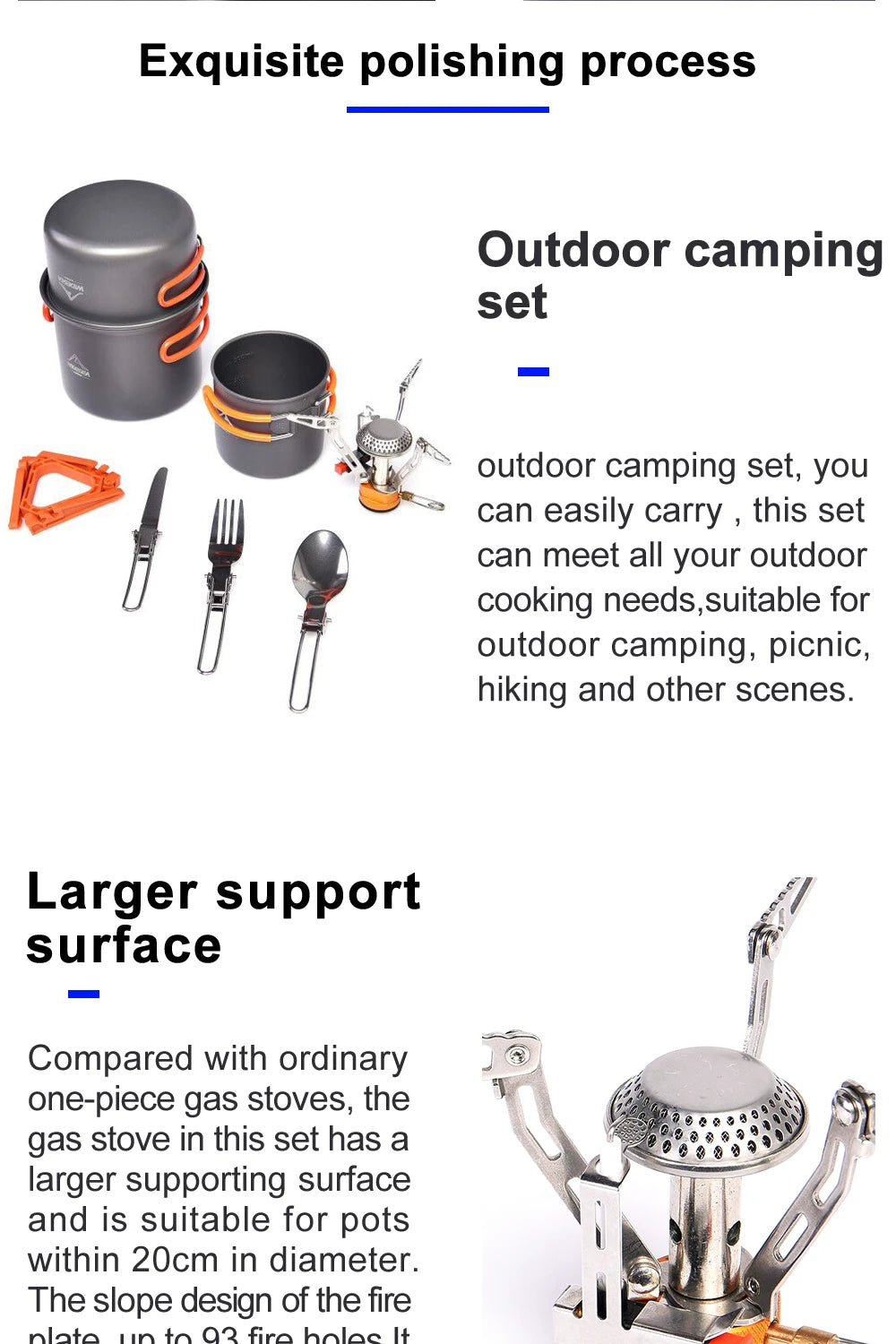 Widesea Camping Cookware Set With Foldable Pot Cutlery Cup