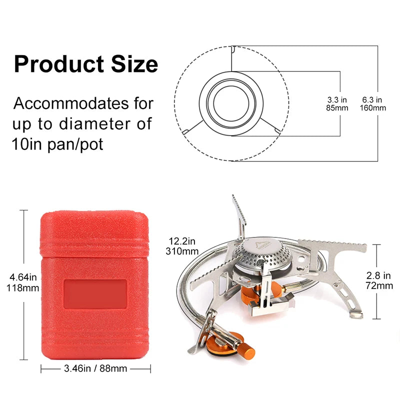 Widesea Portable Camping Gas Stove Stainless Steel Outdoor Burner