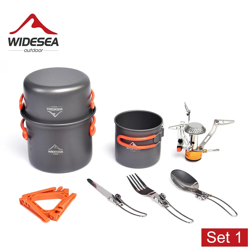 Widesea Camping Cookware Set With Foldable Pot Cutlery Cup