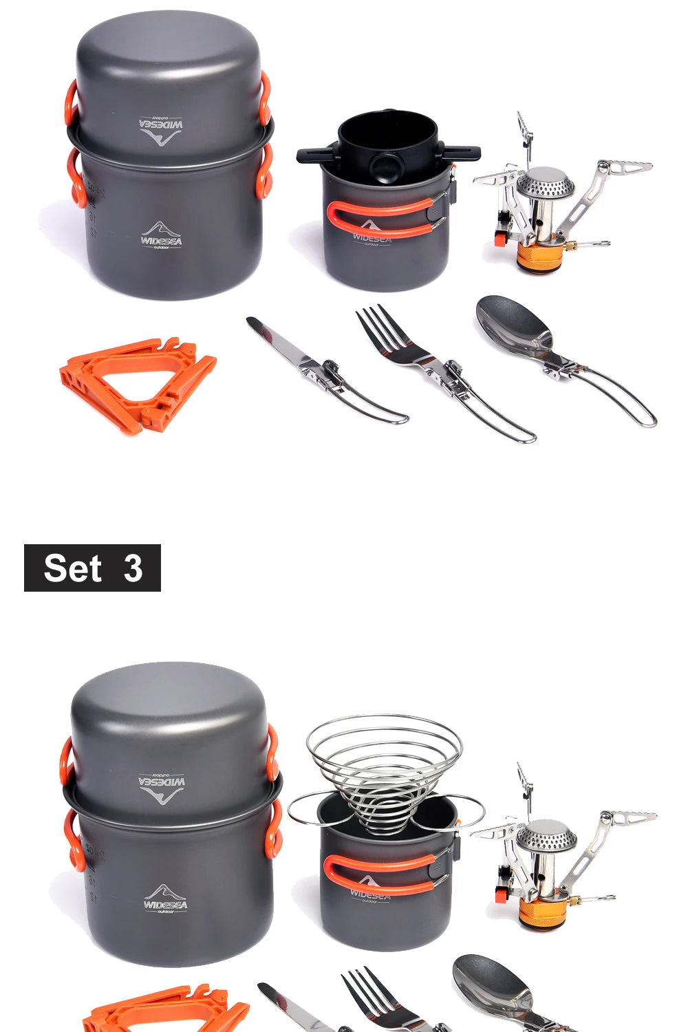 Widesea Camping Cookware Set With Foldable Pot Cutlery Cup