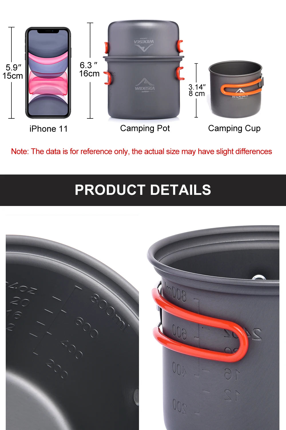 Widesea Camping Cookware Set With Foldable Pot Cutlery Cup