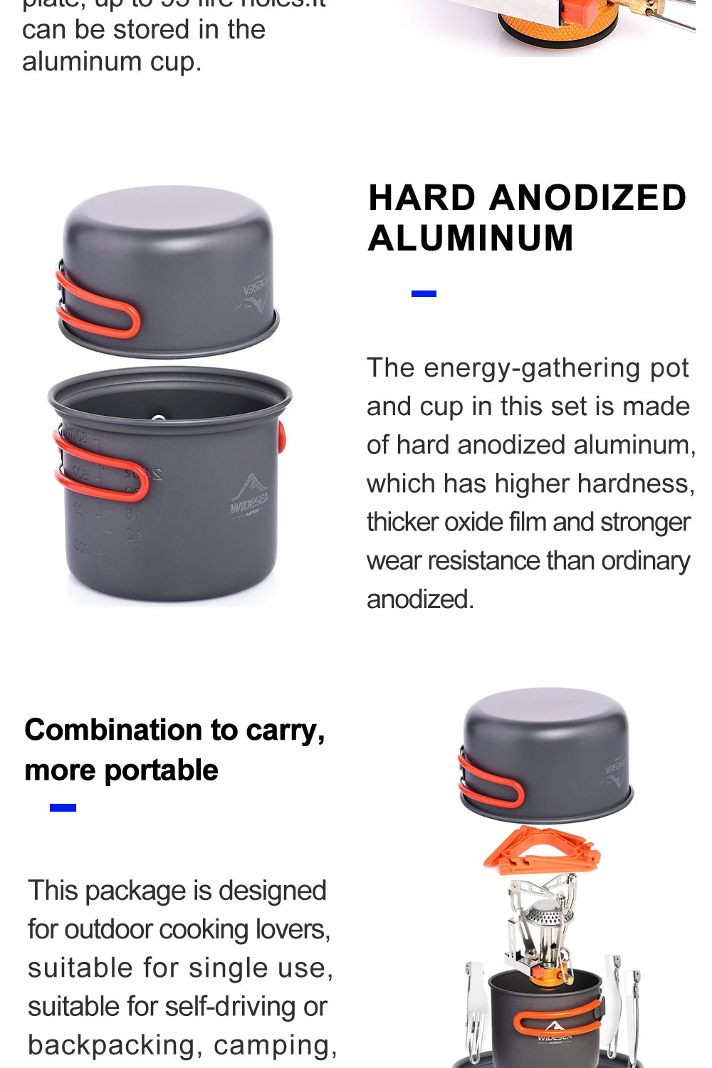 Widesea Camping Cookware Set With Foldable Pot Cutlery Cup