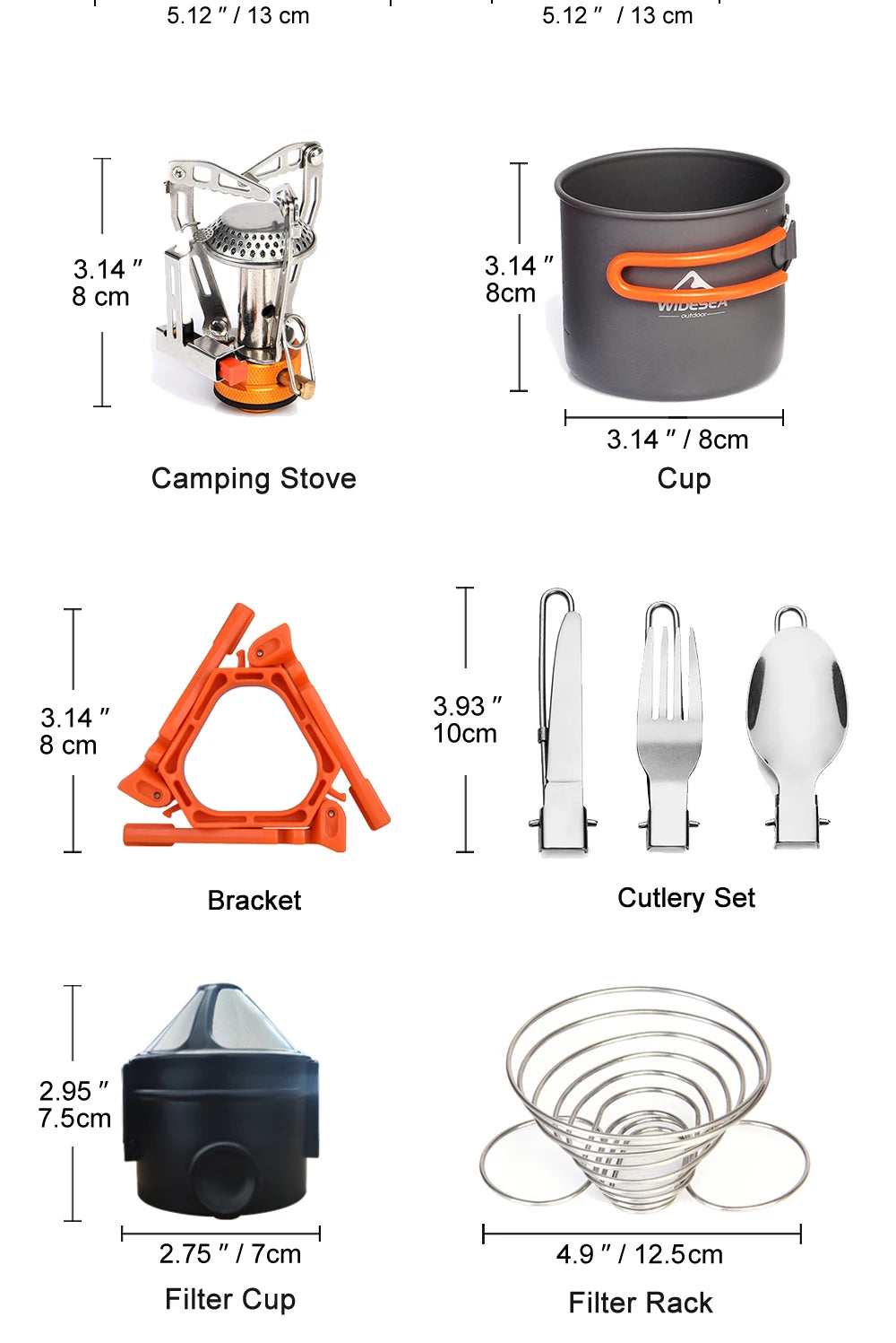Widesea Camping Cookware Set With Foldable Pot Cutlery Cup