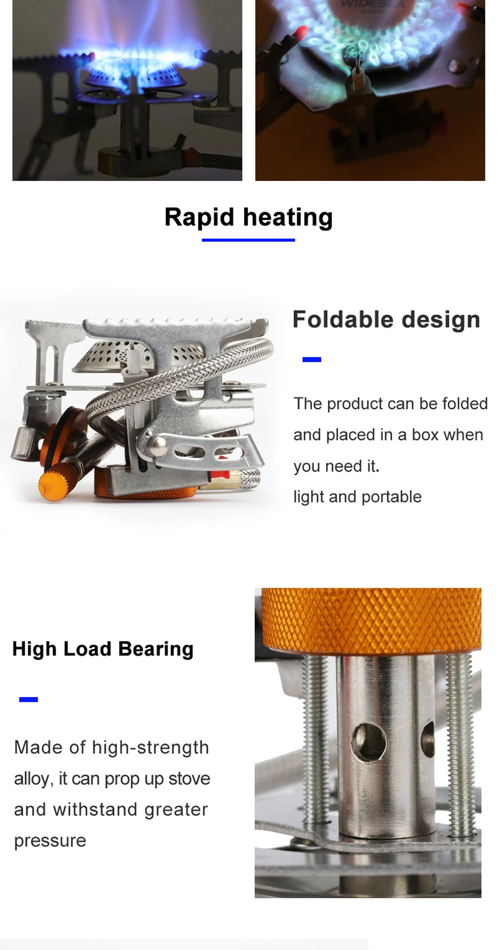 Widesea Portable Camping Gas Stove Stainless Steel Outdoor Burner