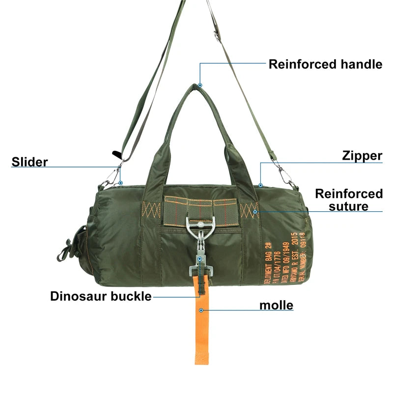LQARMY Tactical Parachute Duffle Bag 1000D Nylon Outdoor Travel Gear