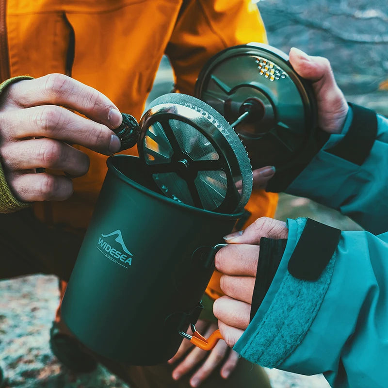 Widesea Camping Coffee Pot With French Press For Hiking Trekking