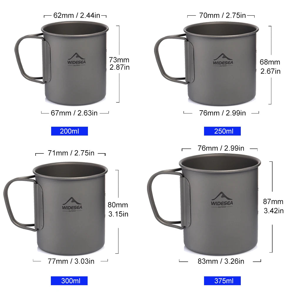 Widesea Titanium Camping Mug for Outdoor Travel and Hiking