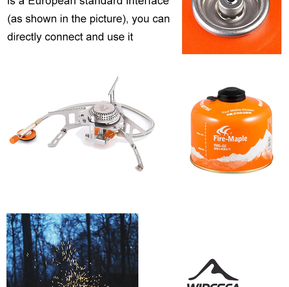 Widesea Portable Camping Gas Stove Stainless Steel Outdoor Burner