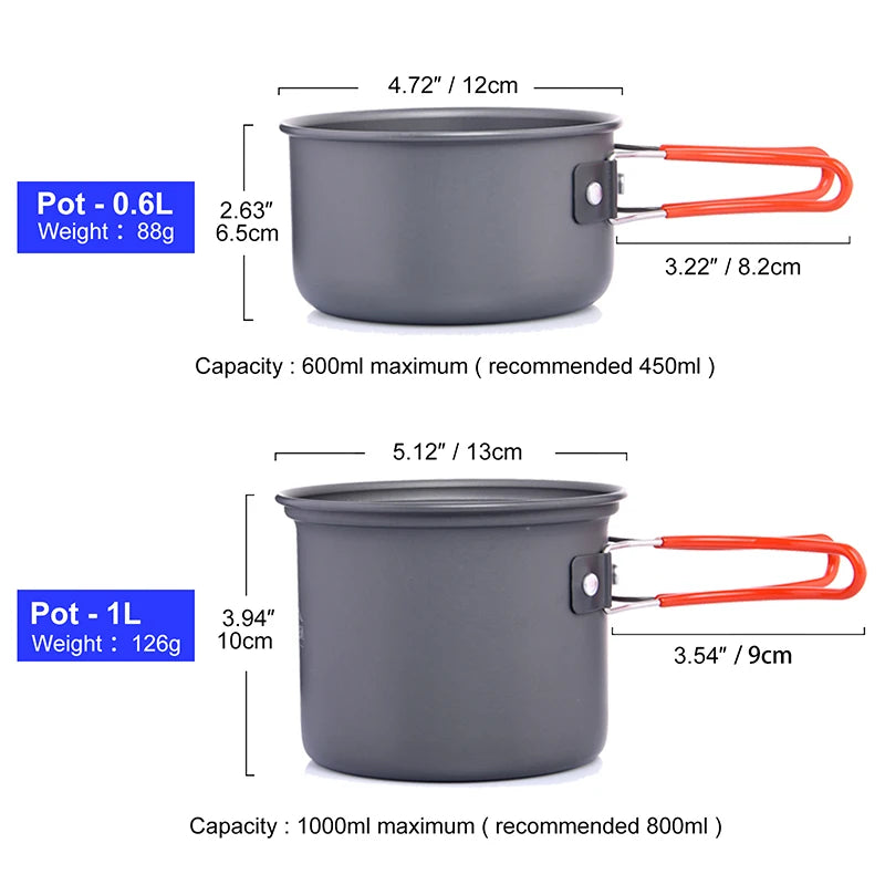 Widesea Camping Cookware Set With Foldable Pot Cutlery Cup