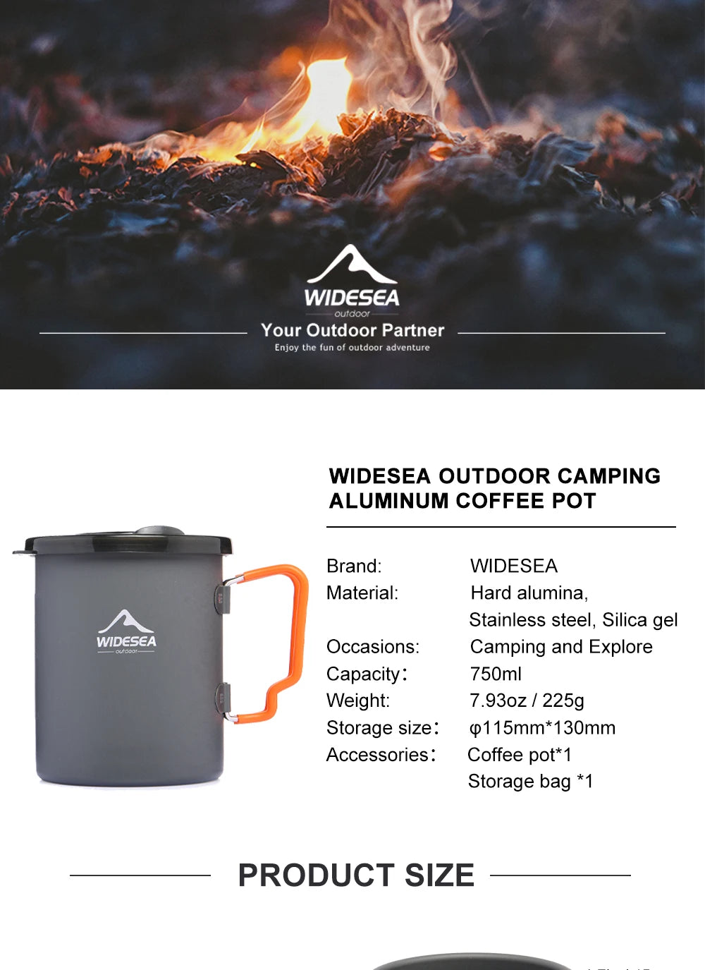 Widesea Camping Coffee Pot With French Press For Hiking Trekking