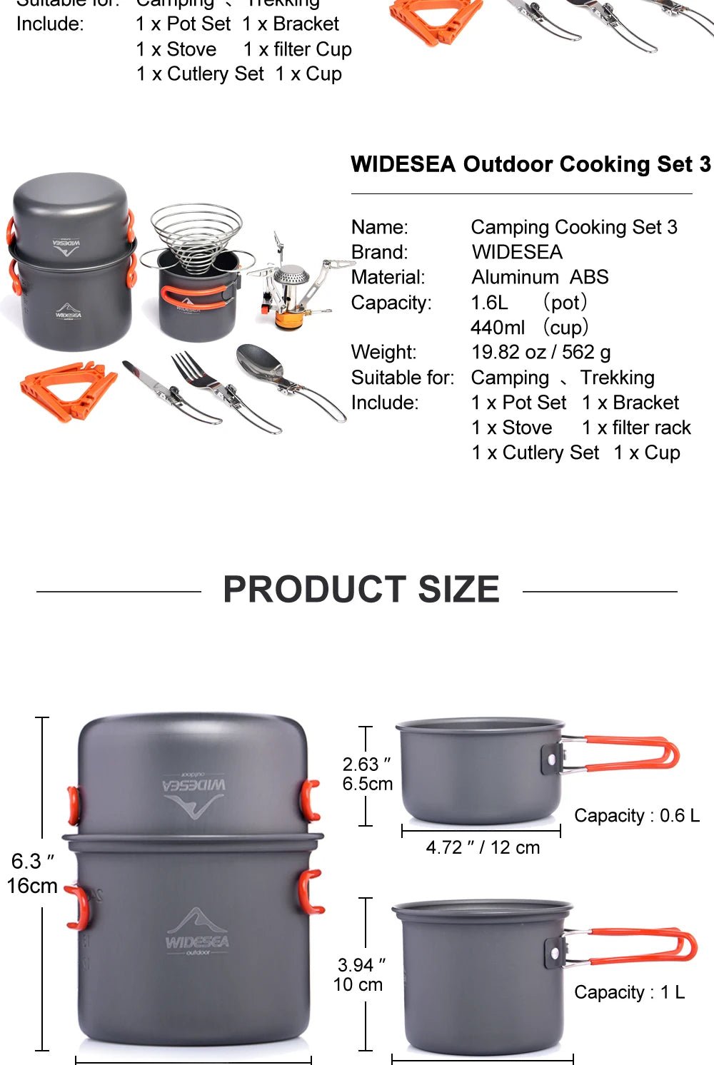 Widesea Camping Cookware Set With Foldable Pot Cutlery Cup