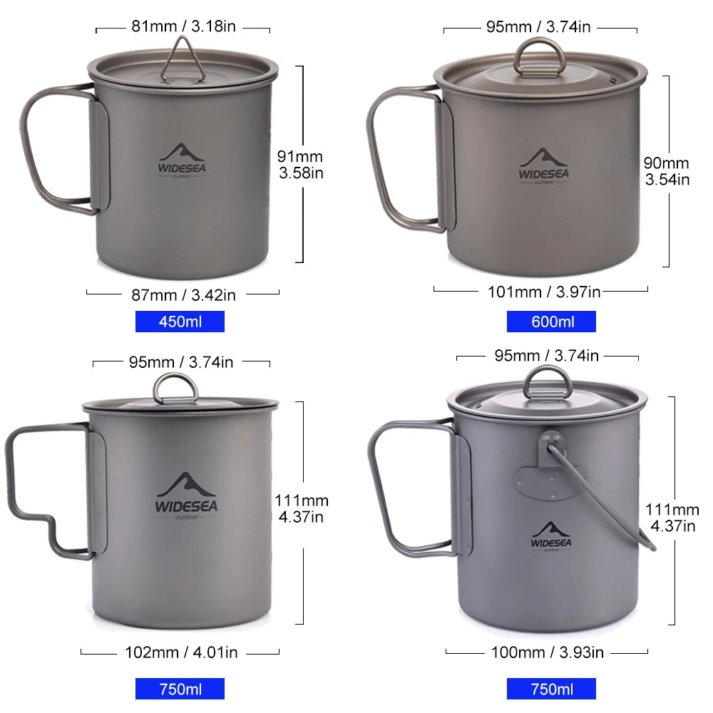 Widesea Titanium Camping Mug for Outdoor Travel and Hiking