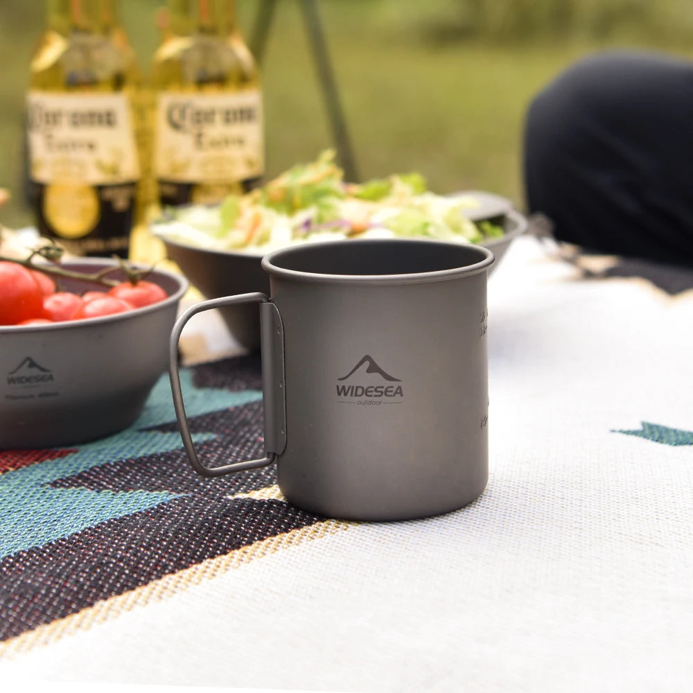 Widesea Titanium Camping Mug for Outdoor Travel and Hiking