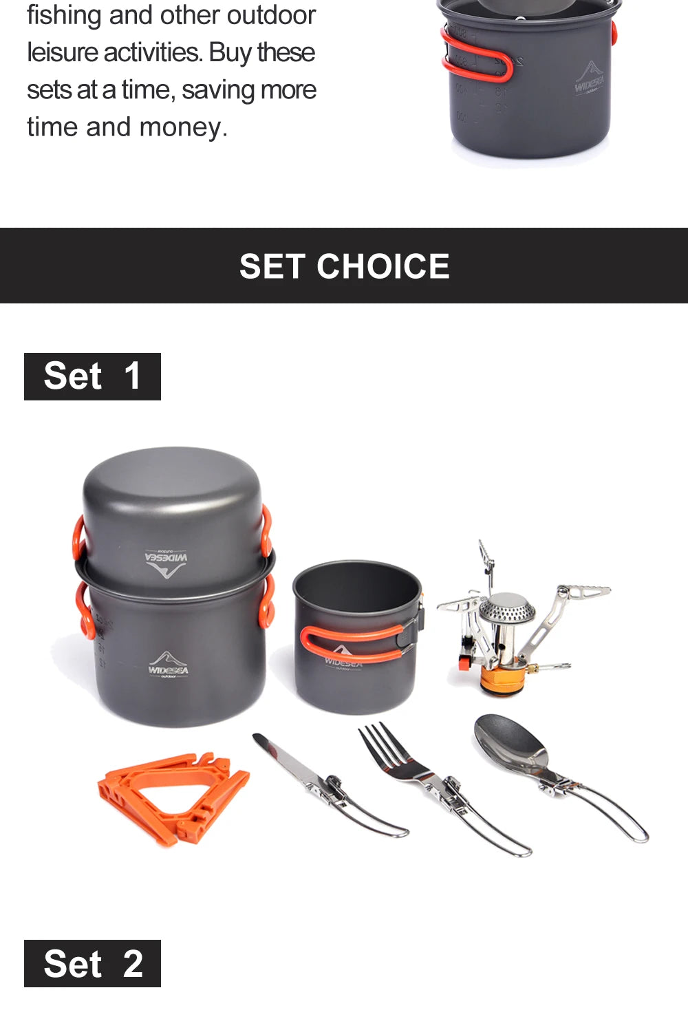 Widesea Camping Cookware Set With Foldable Pot Cutlery Cup