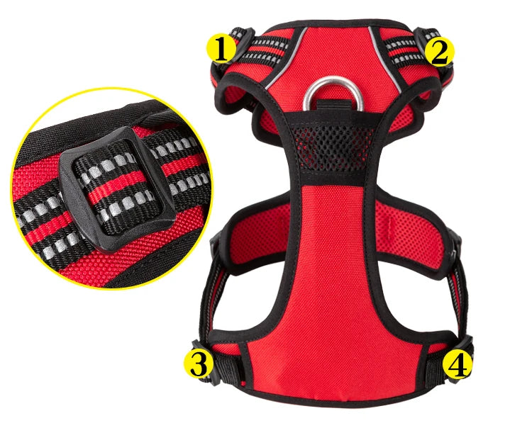 Truelove Pet Reflective Nylon Dog Harness No Pull Adjustable Medium Large Naughty Dog Vest Safety Vehicular Lead Walking Running