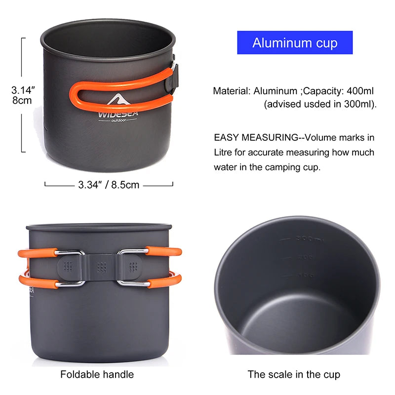 Widesea Camping Cookware Set With Foldable Pot Cutlery Cup