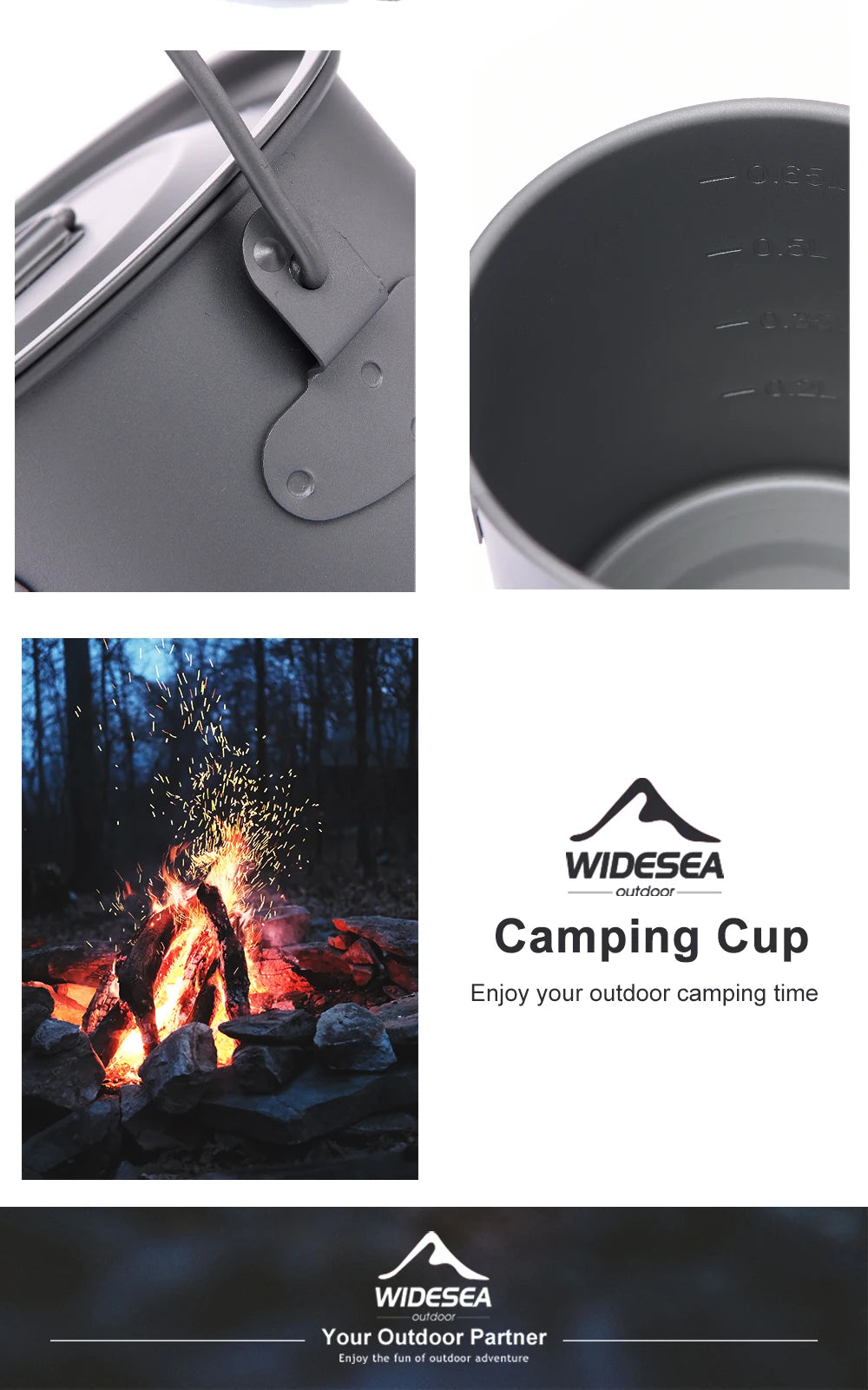 Widesea Titanium Camping Mug for Outdoor Travel and Hiking