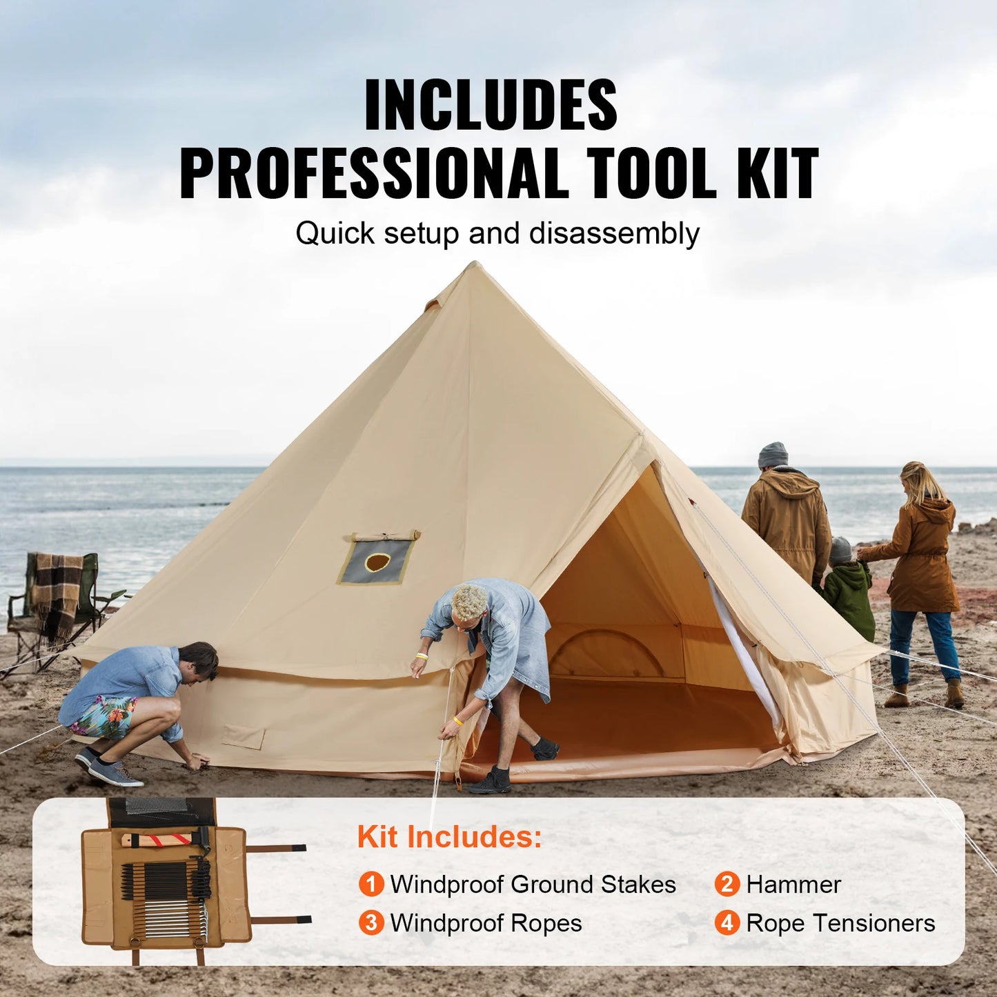 SucceBuy Canvas Bell Tent Camping Holds Up To 8 People