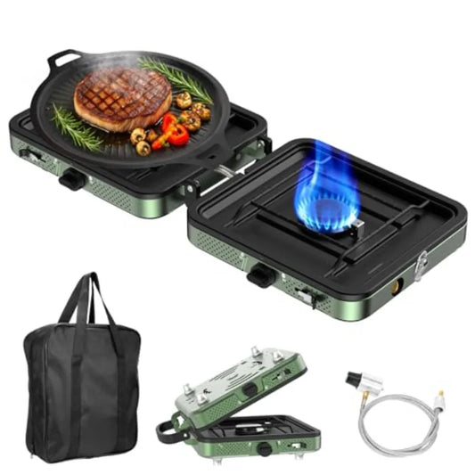 Dual Fuel Portable Gas Stove With Windblocker 10K BTU Ignition