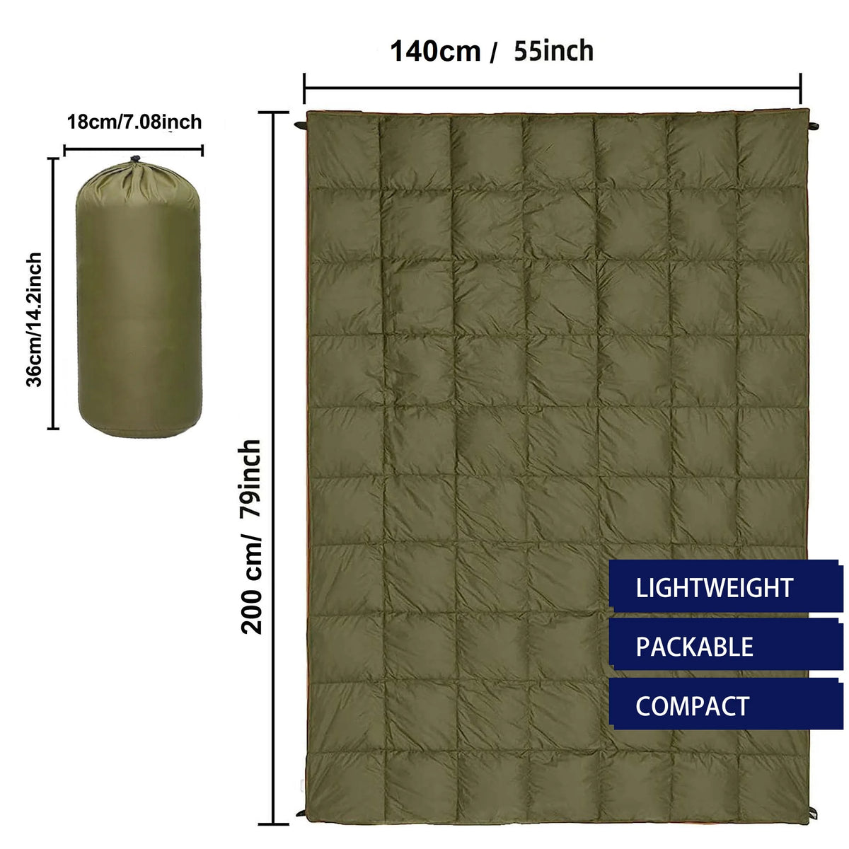 Outdoor Puffy Camping Blanket Lightweight Waterproof Down Alternative Quilt