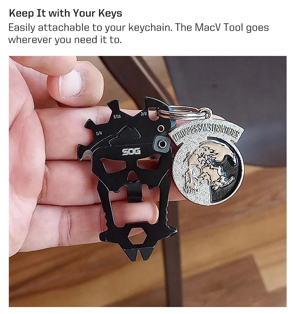 SOG MacV 12-in-1 Skull Keychain Multi-Tool