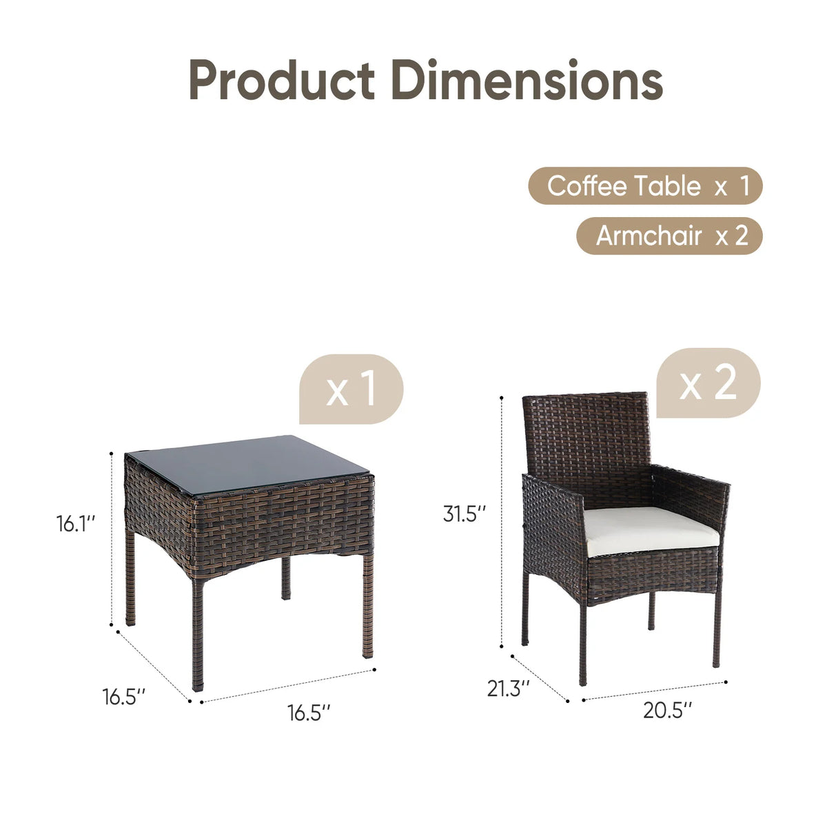 JHK All Weather Wicker Patio Furniture Set With Cushions