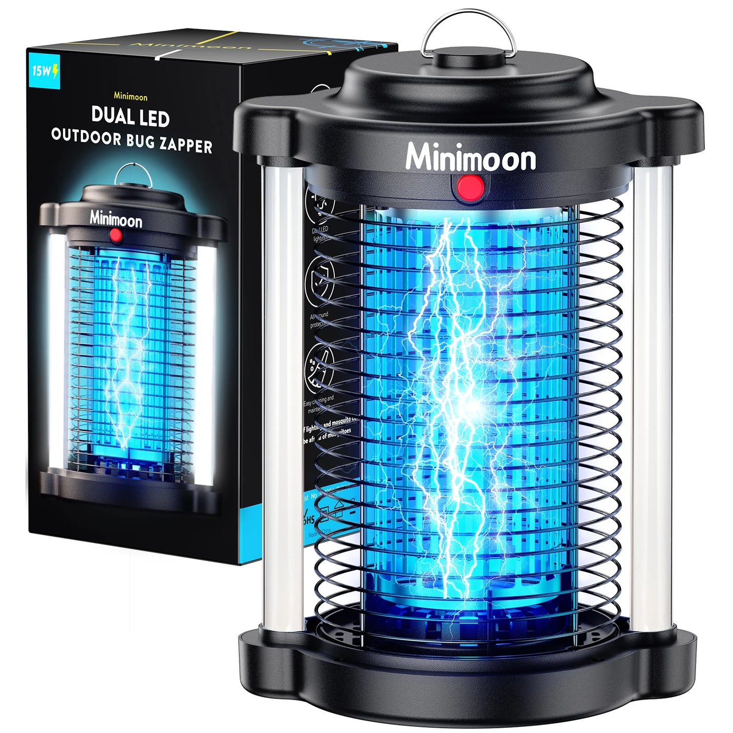 Outdoor Bug Zapper Mosquito Trap Dual LED Lights 4200V 15W