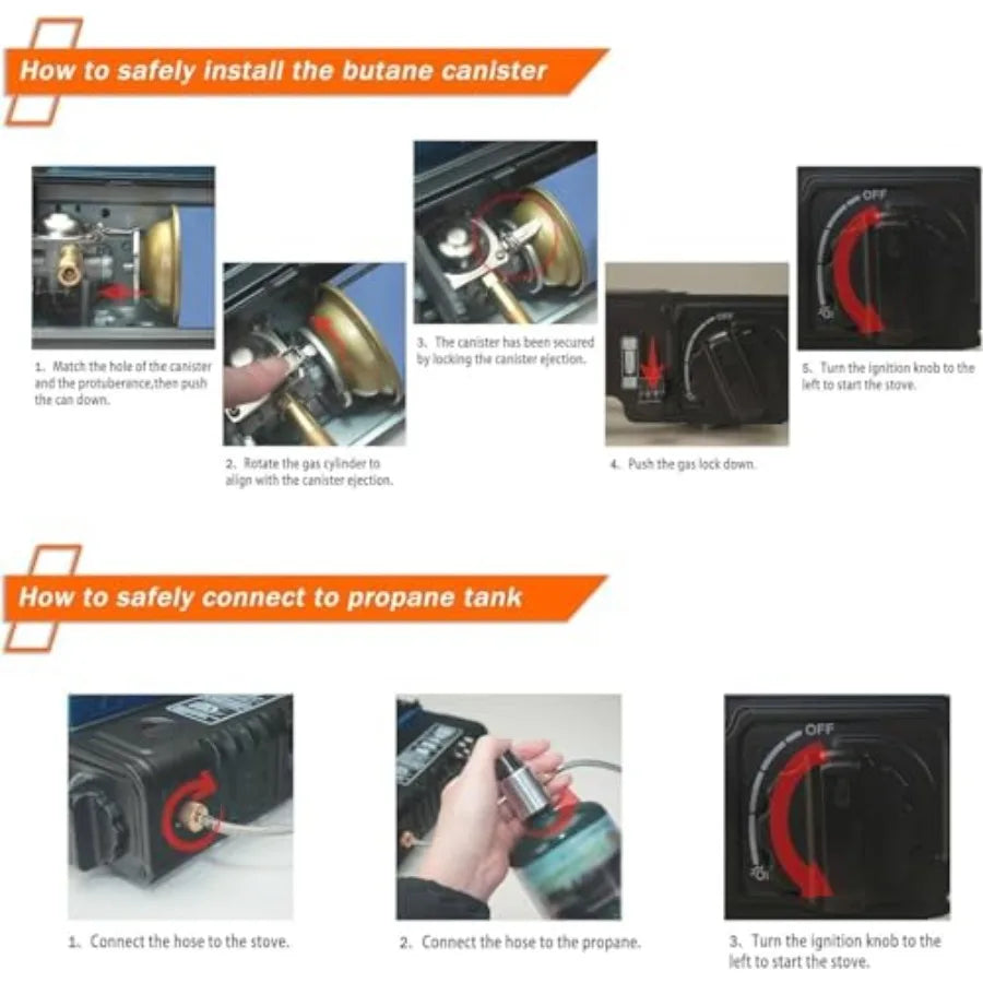 Dual Fuel Portable Gas Stove With Windblocker 10K BTU Ignition