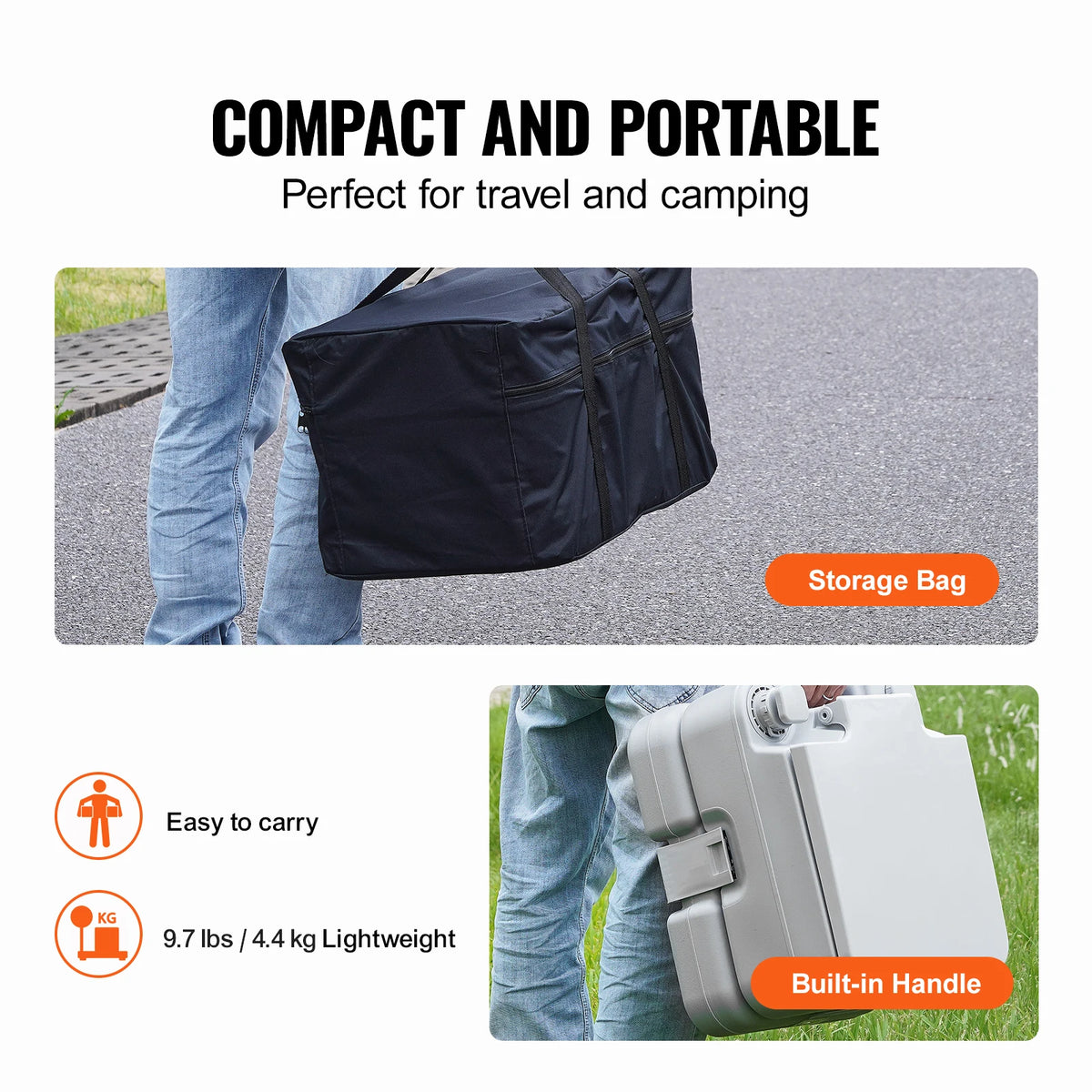 SucceBuy Portable Camping Toilet Push Button Pressurized Flush Commode