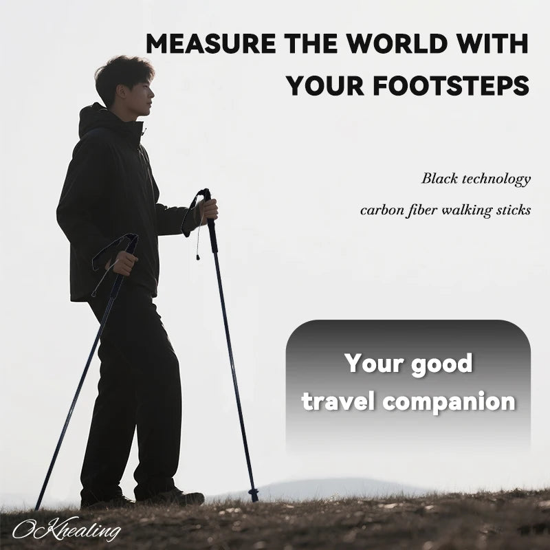 OKHEALING Ultralight Carbon Fiber Trekking Poles 2 Pack for Hiking