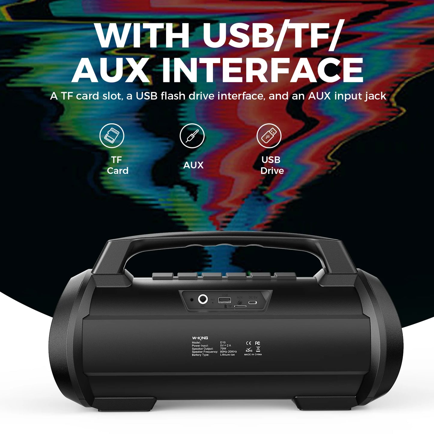 W-King 70W RMS Bluetooth Portable Speaker IPX6 Waterproof