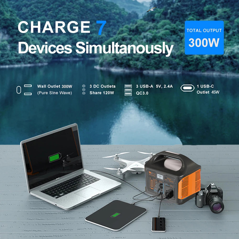 GaiaRay 300W Portable Power Bank Outdoor Power Supply With LED Light