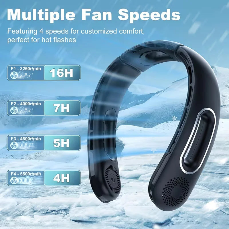 Bladeless Wearable Neck Fan With Rechargeable Battery For Travel