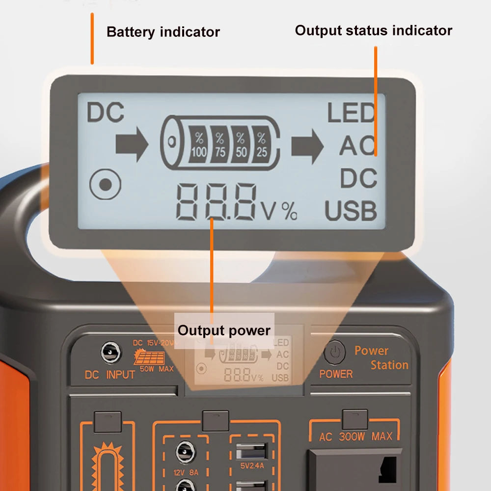 GaiaRay 300W Portable Power Bank Outdoor Power Supply With LED Light