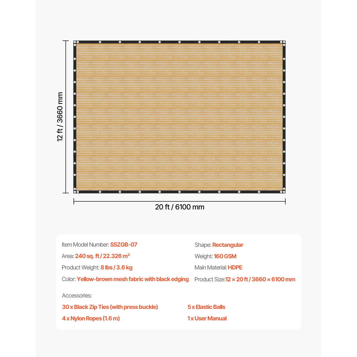 SucceBuy Hdpe Sun Shade Cloth For Outdoor Garden Cover