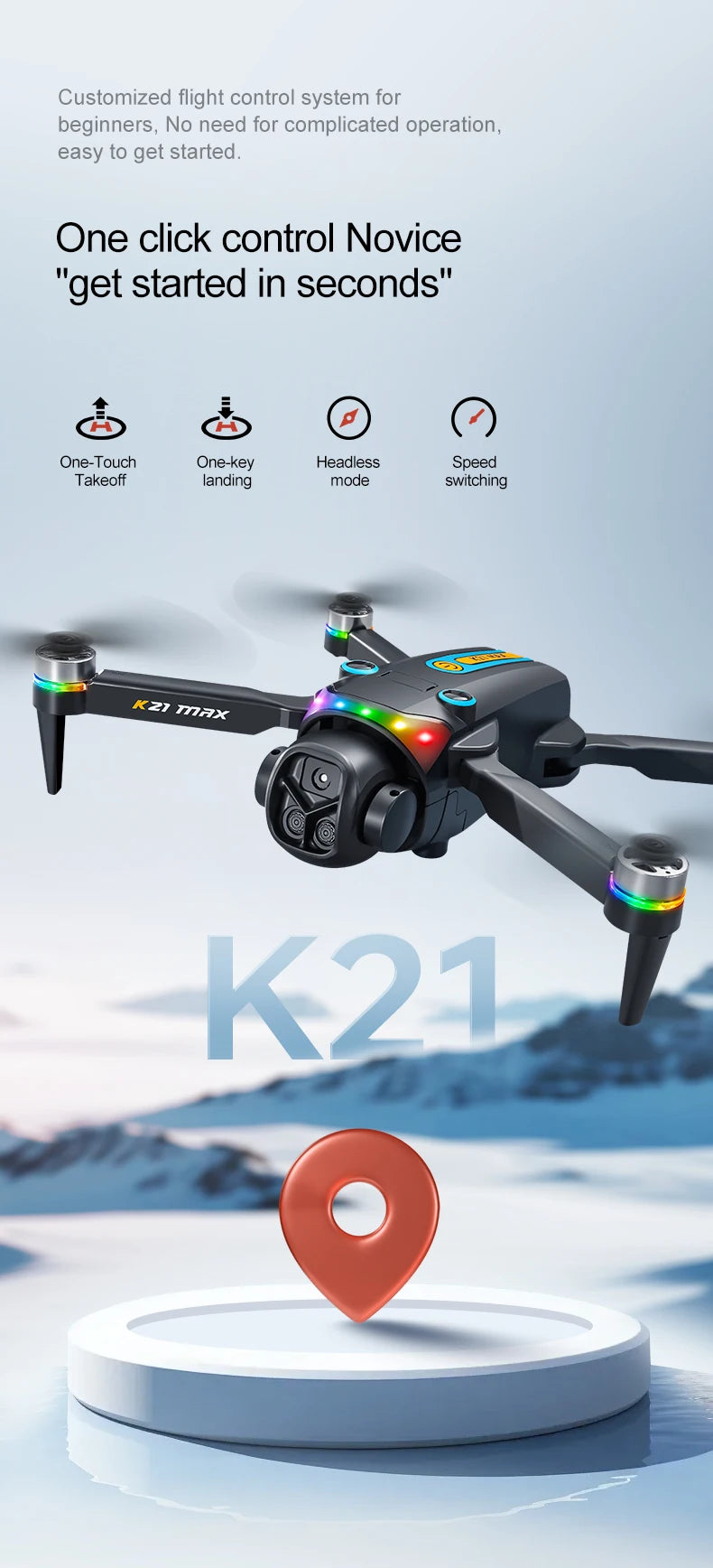 ZNLYRION Brushless Motor Foldable RC Drone With Dual Camera