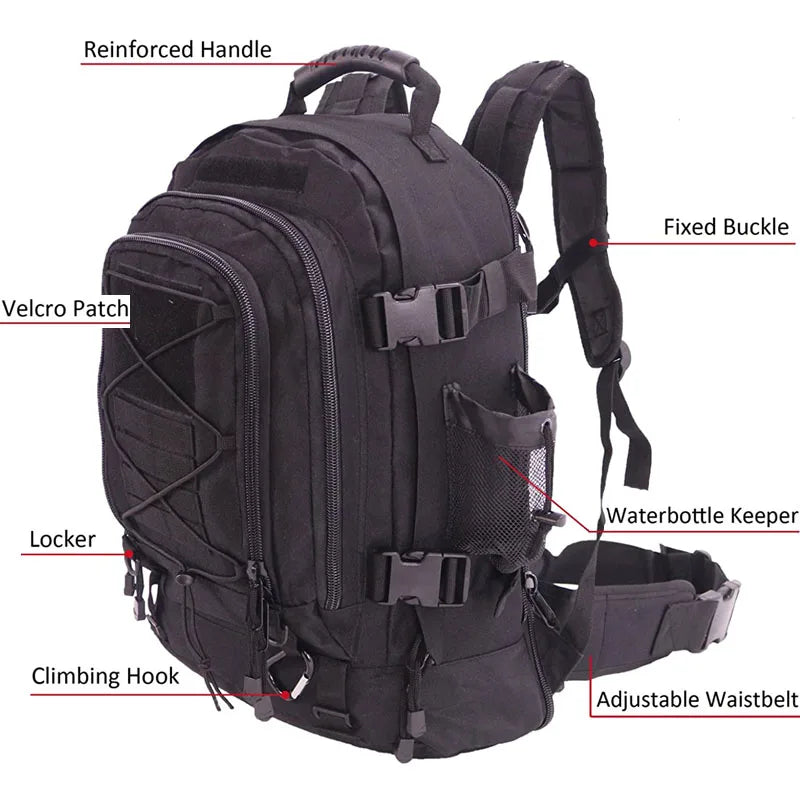 LQARMY Military Tactical Backpack Molle Rucksack For Outdoor Adventure