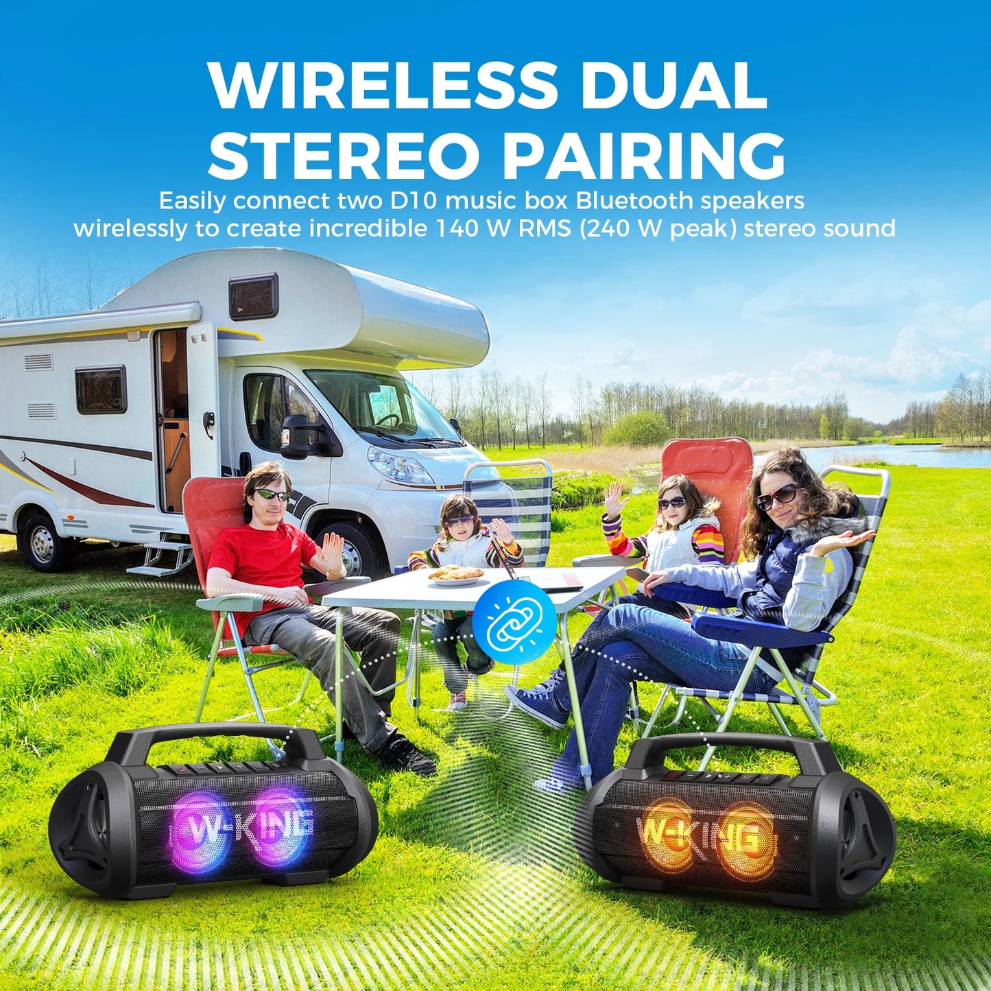 W-King 70W RMS Bluetooth Portable Speaker IPX6 Waterproof