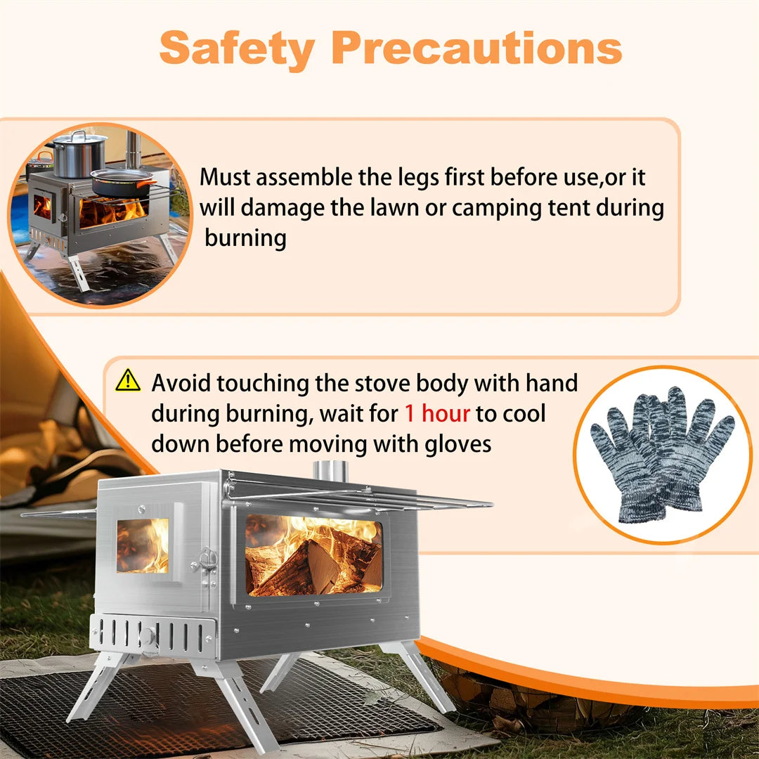 Portable Wood Burning Stove for Outdoor Heating and Cooking