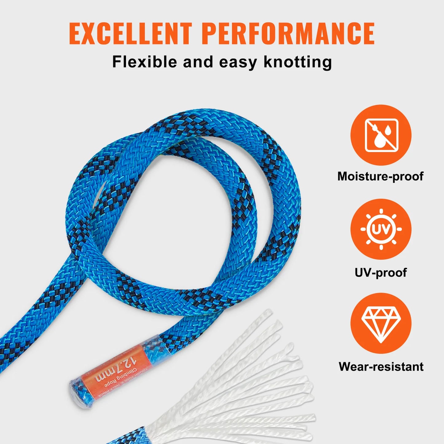 VEVOR Static Climbing Rope 30 kN Breaking Strength for Outdoors